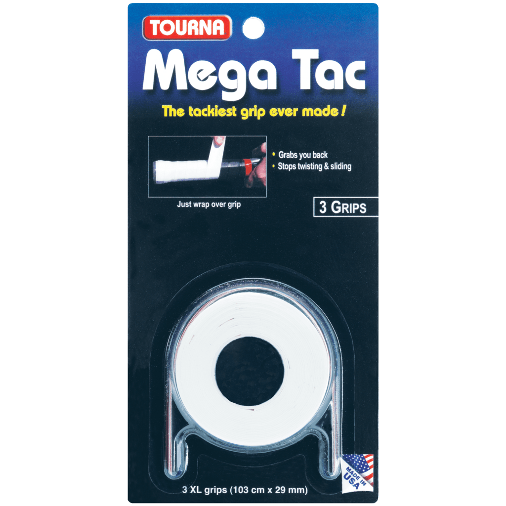 Tourna Mega Tac -päälligrippi (valkoinen, 3-pack)