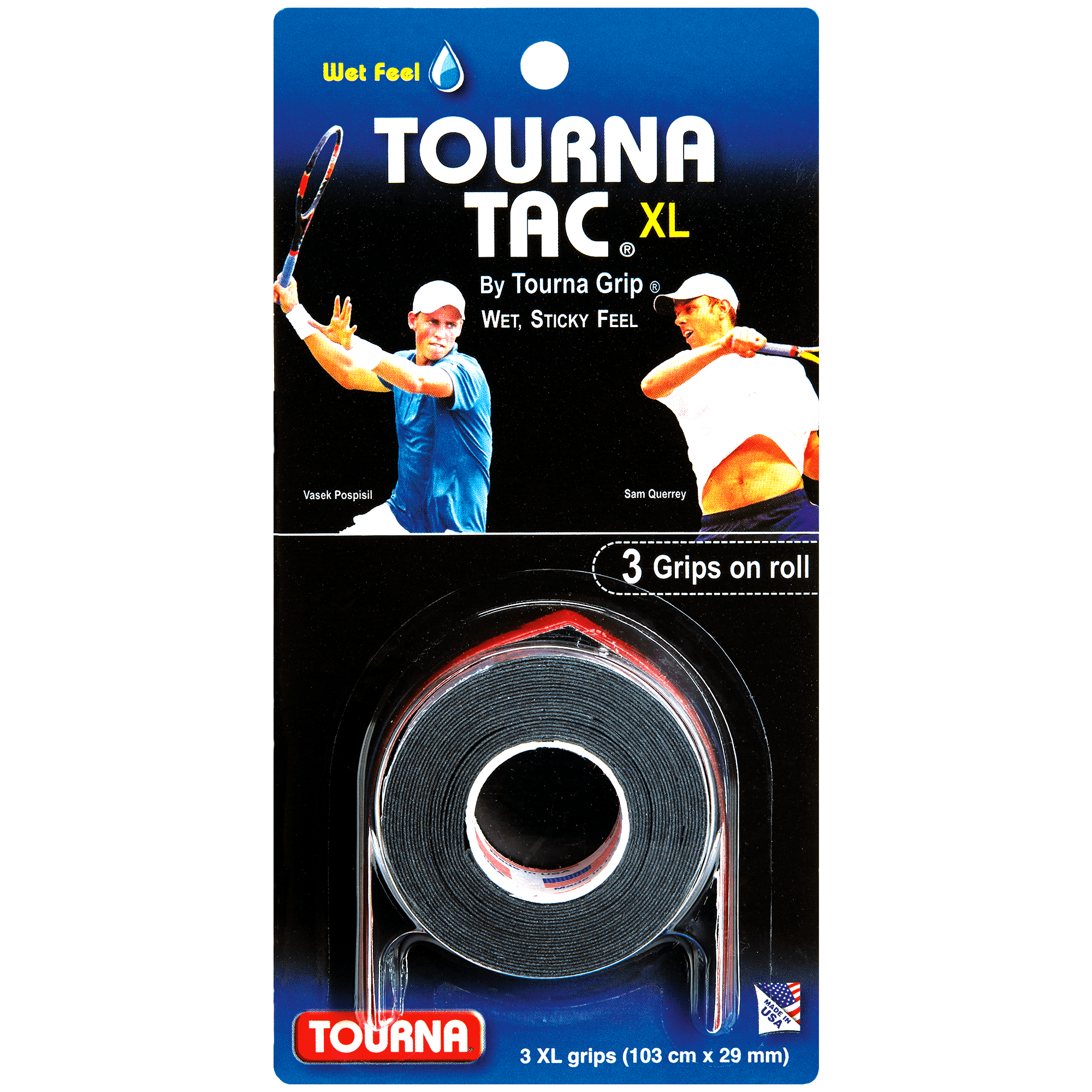 Tourna Tac XL -päälligrippi 3 kpl (musta)